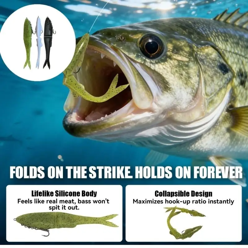 U2JB 3Pcs Realistic Soft Jointless Lures Slow Sinking Silicones Swim Baits for Catching Basses In Various Water Condition
U2JB 3Pcs Realistic Soft Jointless Lures Slow Sinking Silicones Swim Baits for Catching Basses In Various Water Condition
