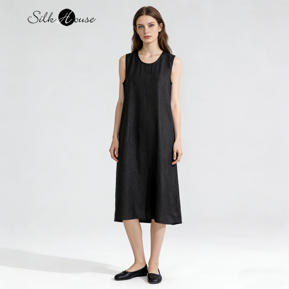 Plus Size Women's Summer New 100% Natural Mulberry Silk Gambiered Guangdong Gauze Turtle Pattern Black Round Neck Tank Top Skirt
Plus Size Women's Summer New 100% Natural Mulberry Silk Gambiered Guangdong Gauze Turtle Pattern Black Round Neck Tank Top Skirt