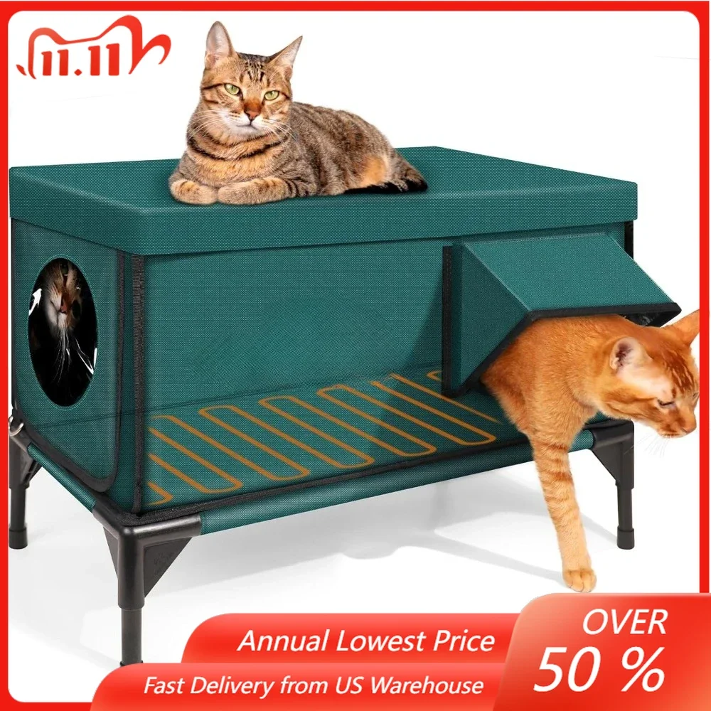 Premium Heated Cat House for Outside in Winter, Elevated, 100% Waterproof, Safe Escape Door.
Premium Heated Cat House for Outside in Winter, Elevated, 100% Waterproof, Safe Escape Door.