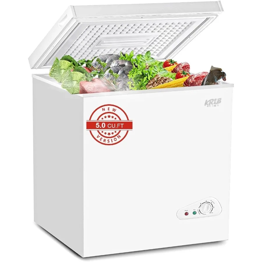 Chest Freezer 5.0 cu.ft Mini Adjustable Thermostat Compact Deep Freezer Top Door Low Noise with Removable Basket White
Chest Freezer 5.0 cu.ft Mini Adjustable Thermostat Compact Deep Freezer Top Door Low Noise with Removable Basket White