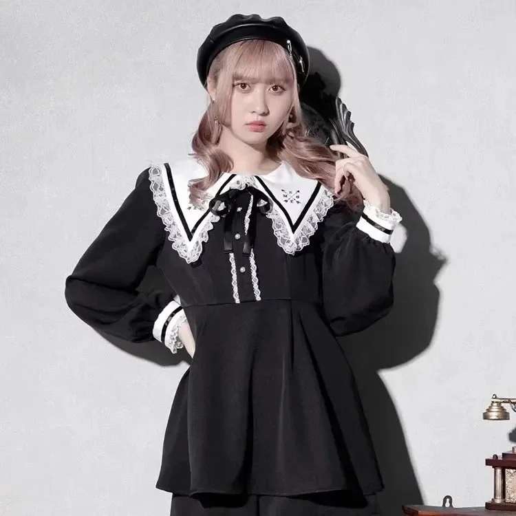 Embroidered Lace Long Sleeve Tops and Shorts Sweet Fashion Two Piece Set Japanese New Mine Navy Collar High Waist Dress
Embroidered Lace Long Sleeve Tops and Shorts Sweet Fashion Two Piece Set Japanese New Mine Navy Collar High Waist Dress