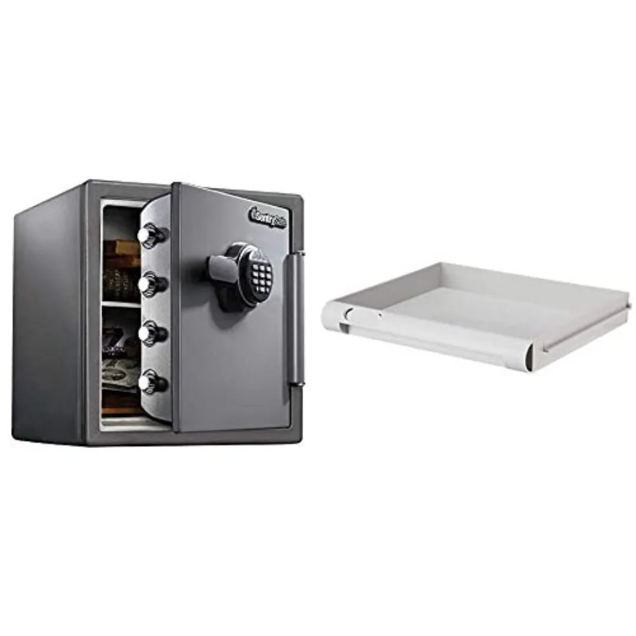 Fireproof safe for home office use, steel construction, black finish, digital keypad lock and 912 tray accessory included
Fireproof safe for home office use, steel construction, black finish, digital keypad lock and 912 tray accessory included