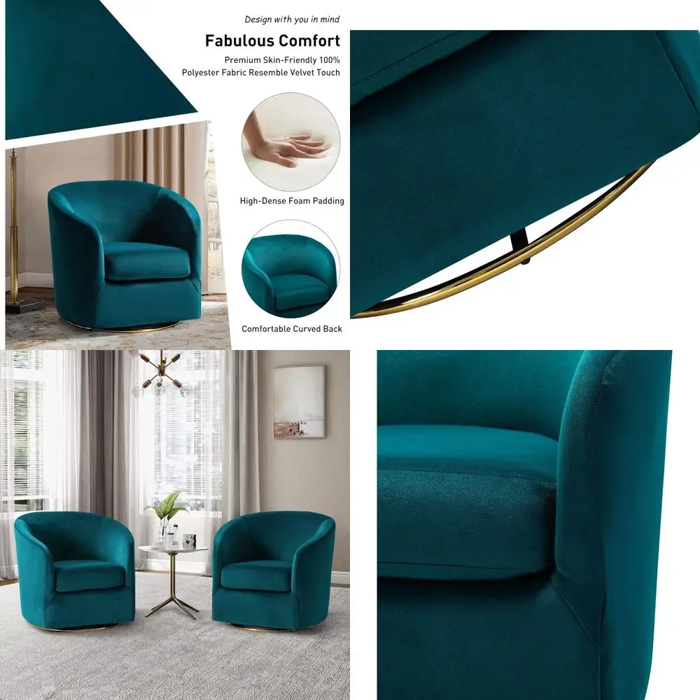 Современные велюровые вращающиеся кресла-бочонки, комплект из 2 штук, с золотистым металлическим основанием, изогнутый дизайн для гостиной, спальни или детской комнаты (бирюзовый)
Современные велюровые вращающиеся кресла-бочонки, комплект из 2 штук, с золотистым металлическим основанием, изогнутый дизайн для гостиной, спальни или детской комнаты (бирюзовый)
