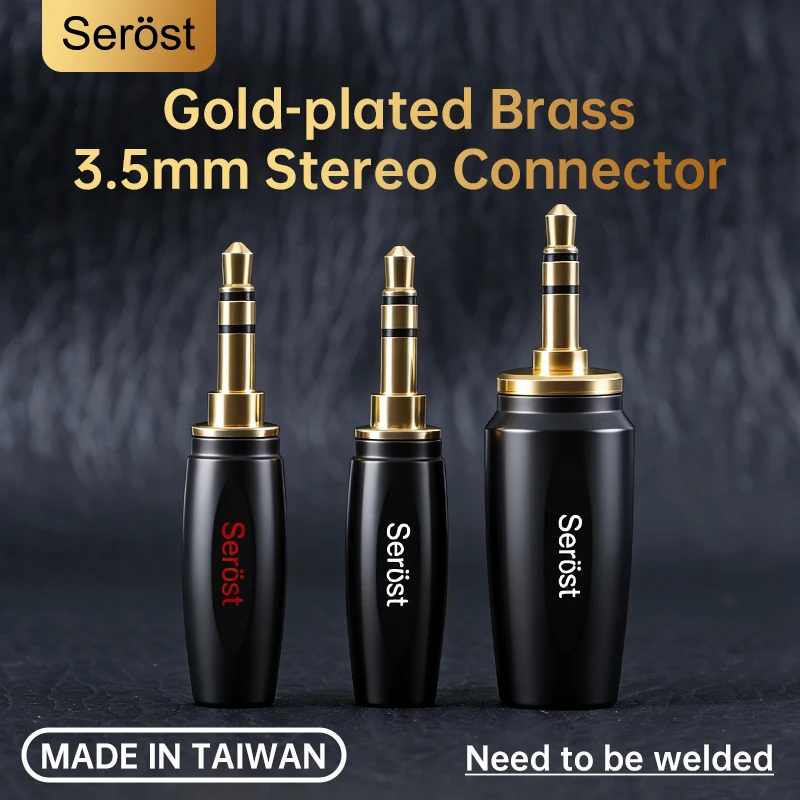 Serost HiFi Audio 3 poles 3.5mm plug Gold-plated Brass 3.5 Connectors Headset stereo audio jack use for 4mm-8mm audio cable
Serost HiFi Audio 3 poles 3.5mm plug Gold-plated Brass 3.5 Connectors Headset stereo audio jack use for 4mm-8mm audio cable