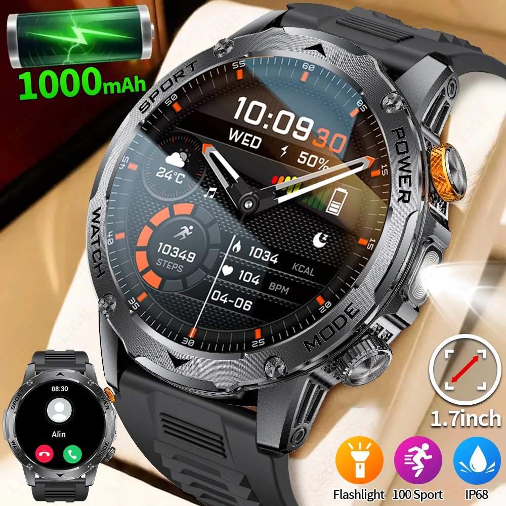 LIGE New 1000mAh Military Smart Watch Men 1.7" HD Screen IP68 Waterproof Clock Call Flashlight Smartwatch For Android iOS 2026
LIGE New 1000mAh Military Smart Watch Men 1.7" HD Screen IP68 Waterproof Clock Call Flashlight Smartwatch For Android iOS 2026