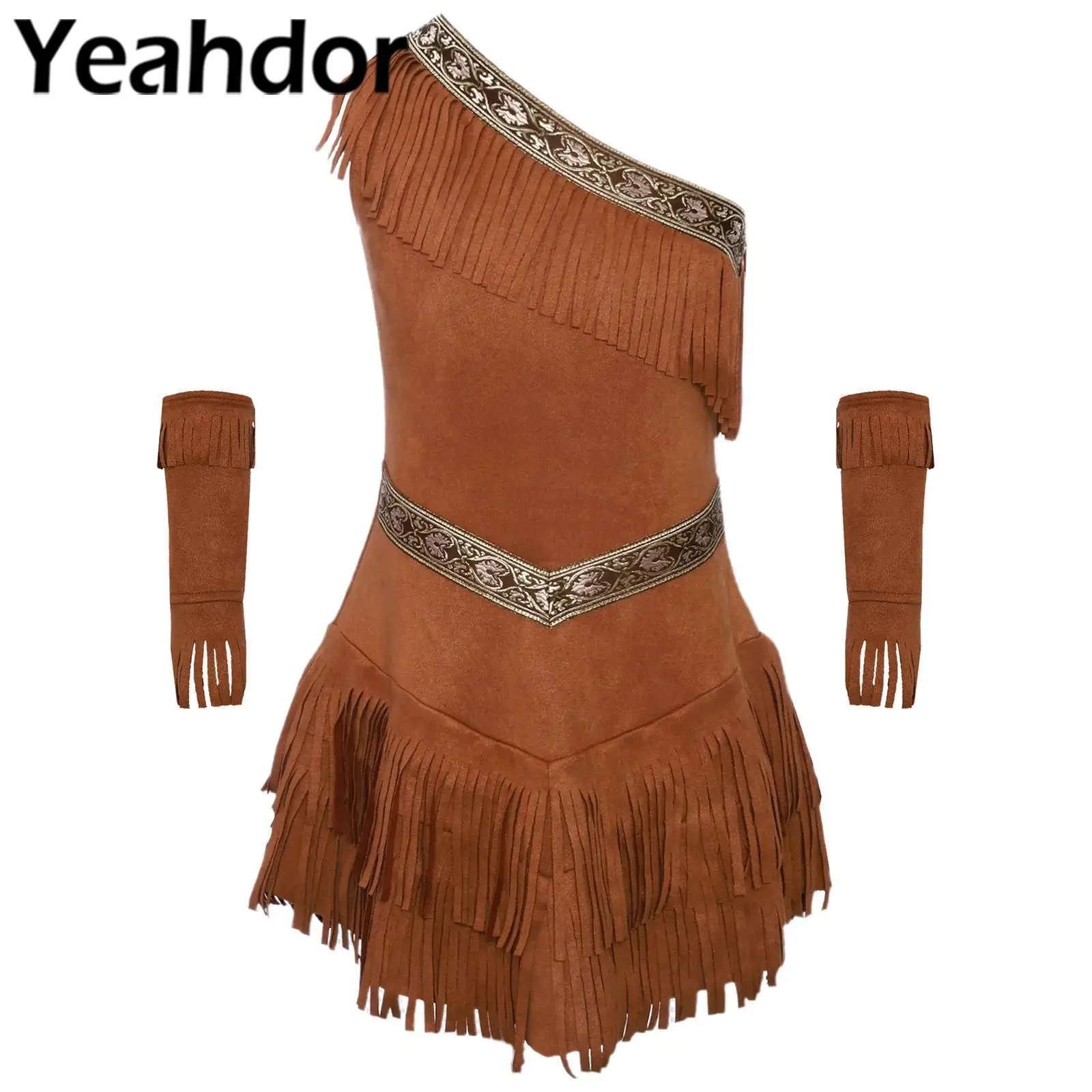 Kids Girls Native American Princess Costume Halloween Cosplay Dress Sleeveless Fringe Suede Dress with Tassel Sleeves Outfits
Kids Girls Native American Princess Costume Halloween Cosplay Dress Sleeveless Fringe Suede Dress with Tassel Sleeves Outfits
