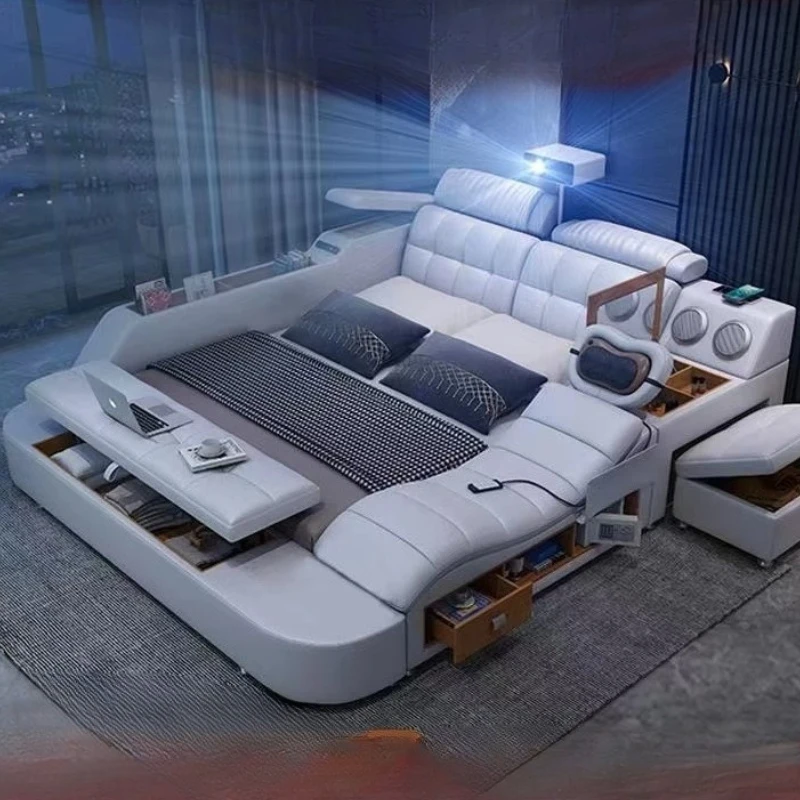 Modern Leather Bed Massager Multifonction Luxury Home Bed Storage Bedroom Minimalist Camas De Matrimonio Dormitorio Furnitures
Modern Leather Bed Massager Multifonction Luxury Home Bed Storage Bedroom Minimalist Camas De Matrimonio Dormitorio Furnitures