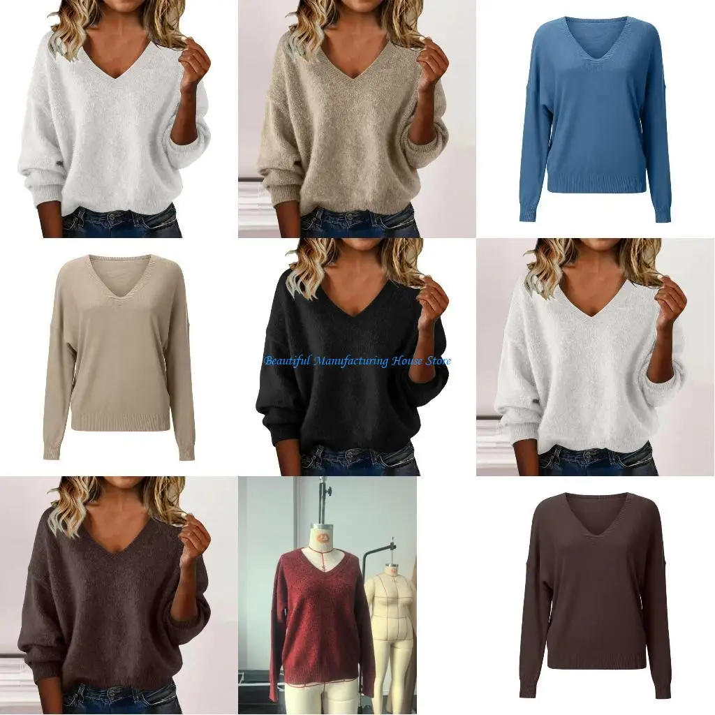 E56A Autumn Women's Long-Sleeved V-Neck Casual Lightweight Knitted Pullover
E56A Autumn Women's Long-Sleeved V-Neck Casual Lightweight Knitted Pullover