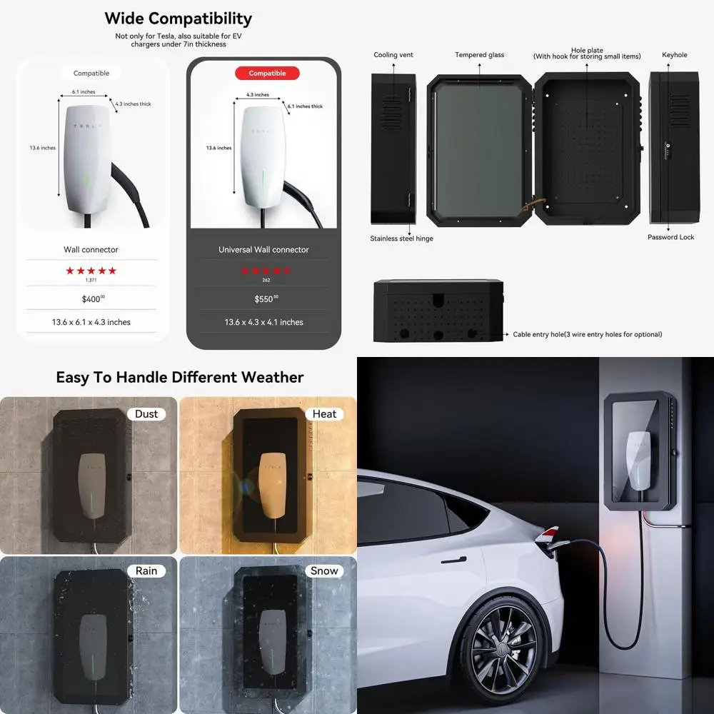 Wall Charger Station Box for Tesla Model Y Juniper 3 S X, Electric Vehicle Car Charging Cover Protector Case for Most EV
Wall Charger Station Box for Tesla Model Y Juniper 3 S X, Electric Vehicle Car Charging Cover Protector Case for Most EV
