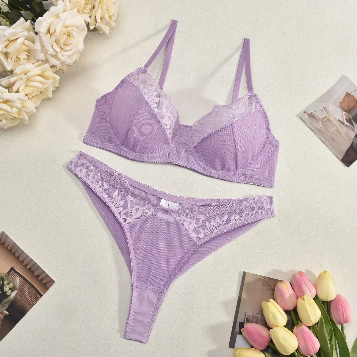 2 Pieces Lace Bra Set For Women's Purple Flower Embroidered Underwear Set With Patchwork Bra+Underwear Exotic 2024
2 Pieces Lace Bra Set For Women's Purple Flower Embroidered Underwear Set With Patchwork Bra+Underwear Exotic 2024