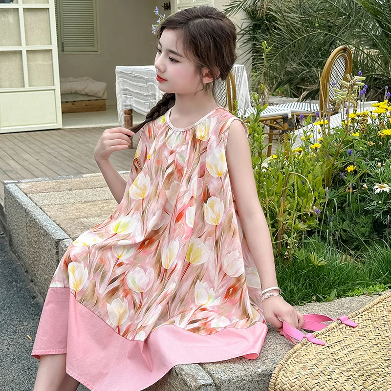 2025 New Children's Tulip Flower Cotton Dress Round Neck Sleeveless Girl's Summer Beach Dress Vacation Princess Skirt
2025 New Children's Tulip Flower Cotton Dress Round Neck Sleeveless Girl's Summer Beach Dress Vacation Princess Skirt