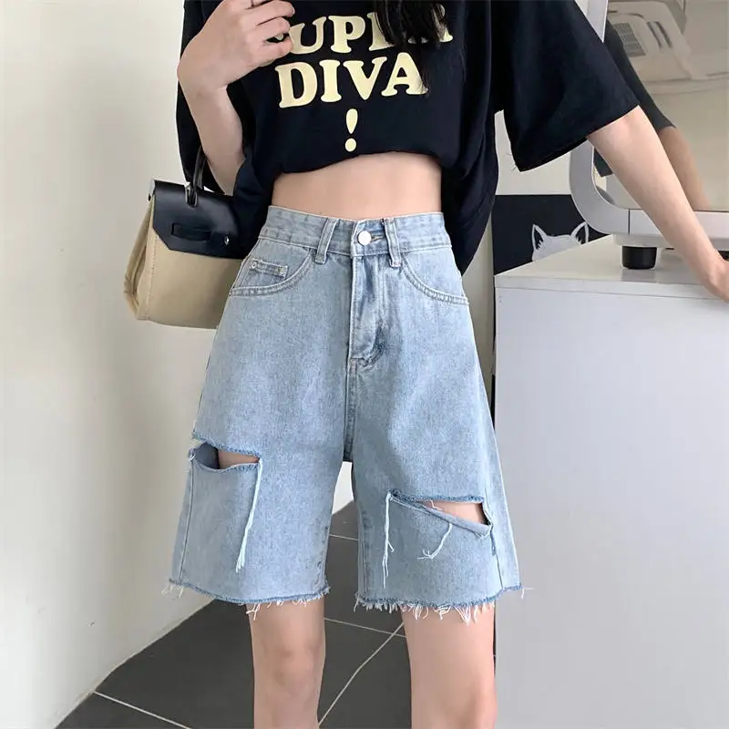 Spicy Girl Hole Denim Shorts Women Summer Thin Straight Five-Point Large Size Slim High Street Wide Leg Medium Pants Trendy
Spicy Girl Hole Denim Shorts Women Summer Thin Straight Five-Point Large Size Slim High Street Wide Leg Medium Pants Trendy