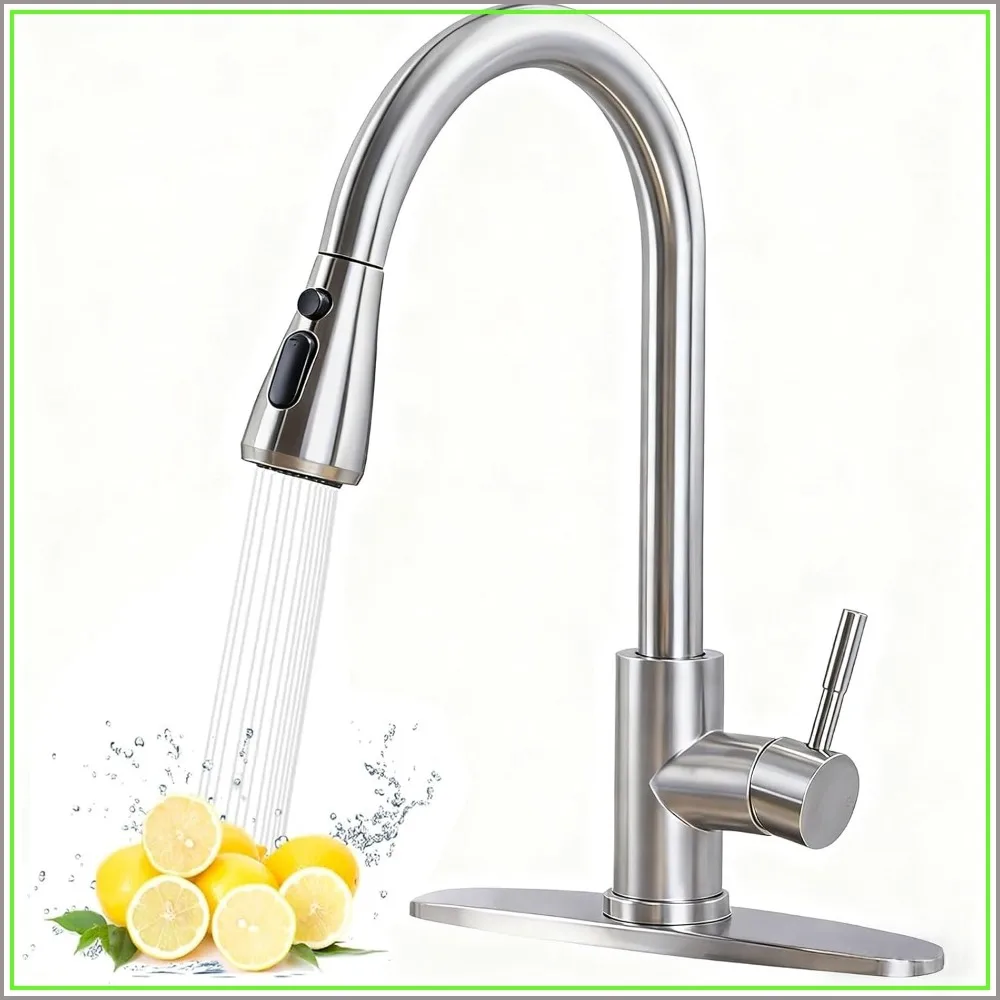 High Arc Pull Down Kitchen Faucet, Brushed Nickel Stainless Steel, 1 or 3 Hole, for Farmhouse RV Bar
High Arc Pull Down Kitchen Faucet, Brushed Nickel Stainless Steel, 1 or 3 Hole, for Farmhouse RV Bar
