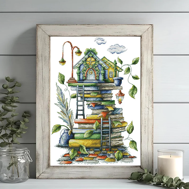 Soulgift High Definition Printing Pre-Printed Cross Stitch Kit, 9CT/11CT/16CT Aida DMC Threads -The Little House On The Stacks 
Soulgift High Definition Printing Pre-Printed Cross Stitch Kit, 9CT/11CT/16CT Aida DMC Threads -The Little House On The Stacks