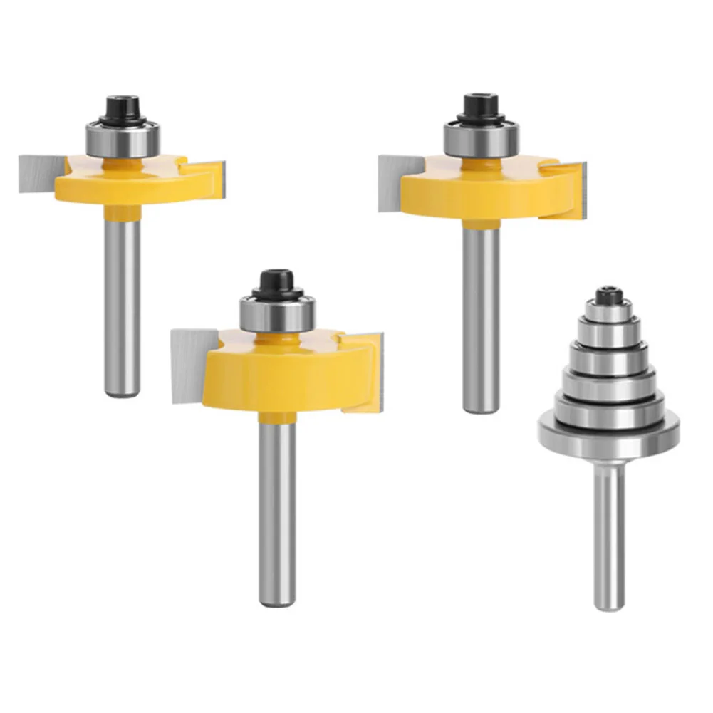 4pcs 8mm Shank Rabbet Router Bit Set Adjustable Bearings Tenon Milling Cutter Bit For Woodworking Tools
4pcs 8mm Shank Rabbet Router Bit Set Adjustable Bearings Tenon Milling Cutter Bit For Woodworking Tools