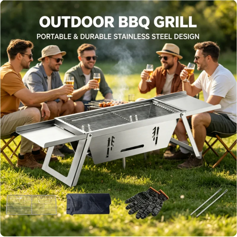 Stainless Steel Folding BBQ Stove Outdoor Charcoal Barbecue Rack Portable Household Small Grill for Camping Picnic Skewer Cookin
Stainless Steel Folding BBQ Stove Outdoor Charcoal Barbecue Rack Portable Household Small Grill for Camping Picnic Skewer Cookin