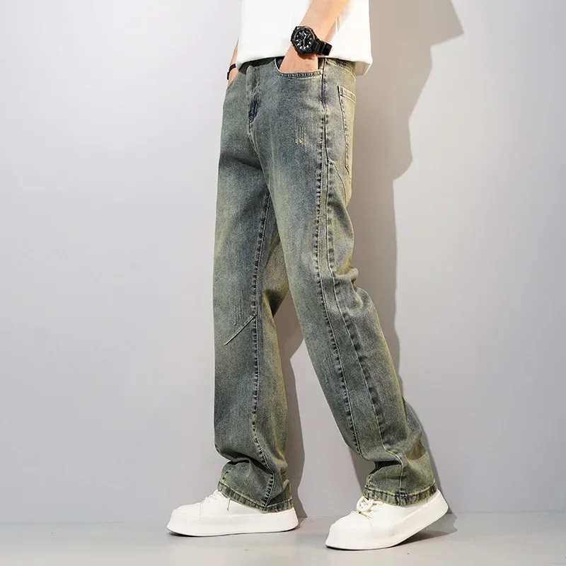 LIBIELIY Four Seasons Men's American High Street Vintage Loose Elastic Straight Jeans Pants Casual Trendy Retro Blue Solid Denim
LIBIELIY Four Seasons Men's American High Street Vintage Loose Elastic Straight Jeans Pants Casual Trendy Retro Blue Solid Denim