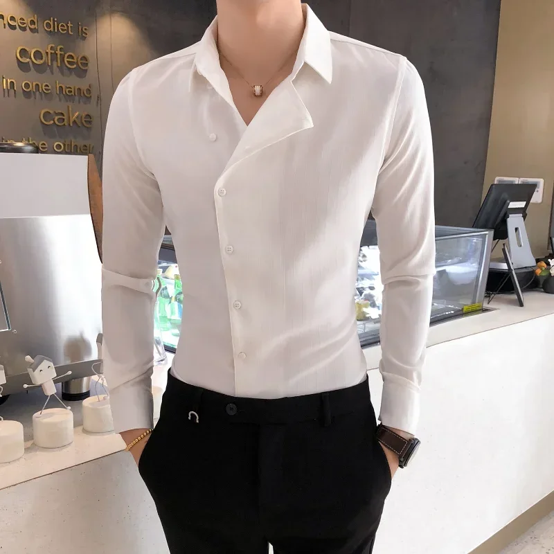 Men British Business Formal Social Long-sleeved Shirts Solid Color Homme Casual Slim Side Front Personality Party Banquet Blouse
Men British Business Formal Social Long-sleeved Shirts Solid Color Homme Casual Slim Side Front Personality Party Banquet Blouse