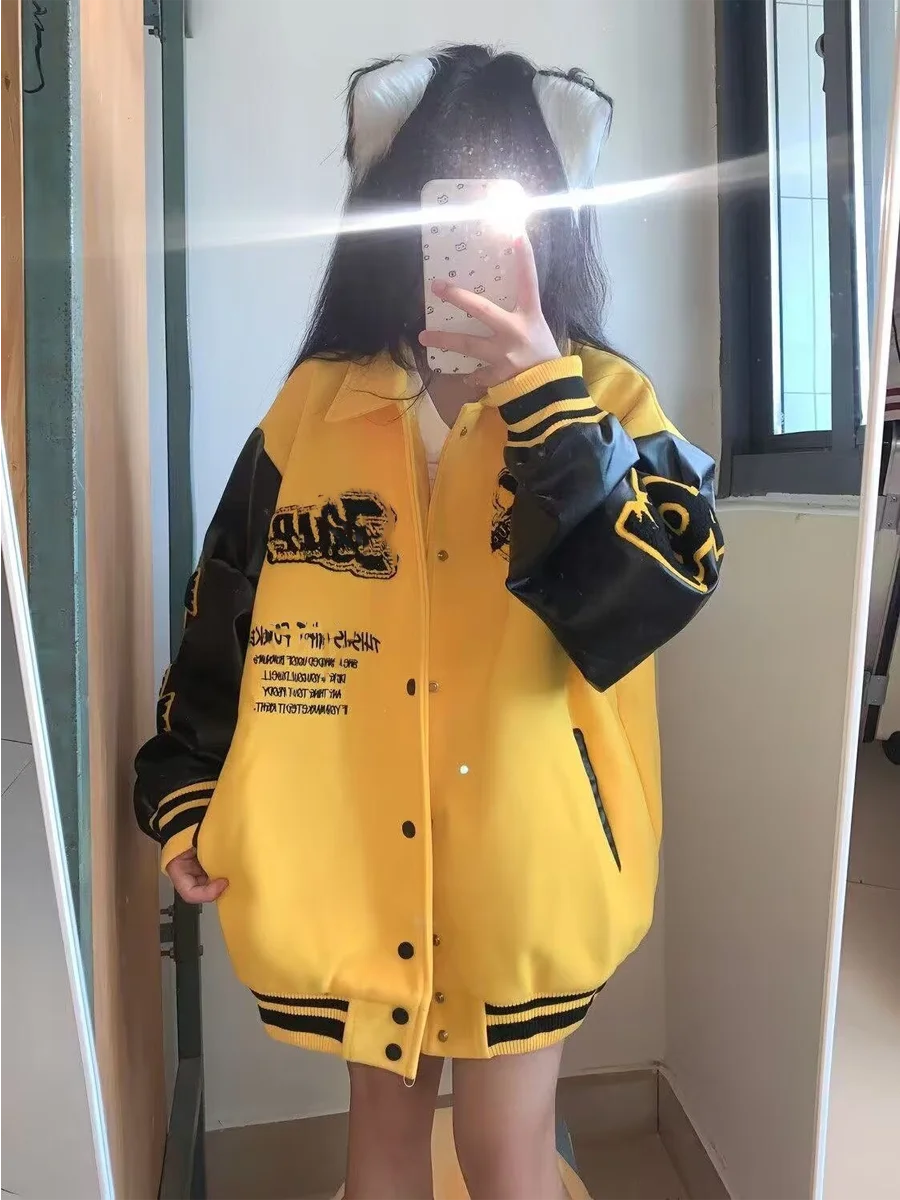 Retro Color Blo Baseball Jaet Men's Autumn Winter New Sle Yellow American Trendy Casual Couple Turn-down Collar Coat
Retro Color Blo Baseball Jaet Men's Autumn Winter New Sle Yellow American Trendy Casual Couple Turn-down Collar Coat
