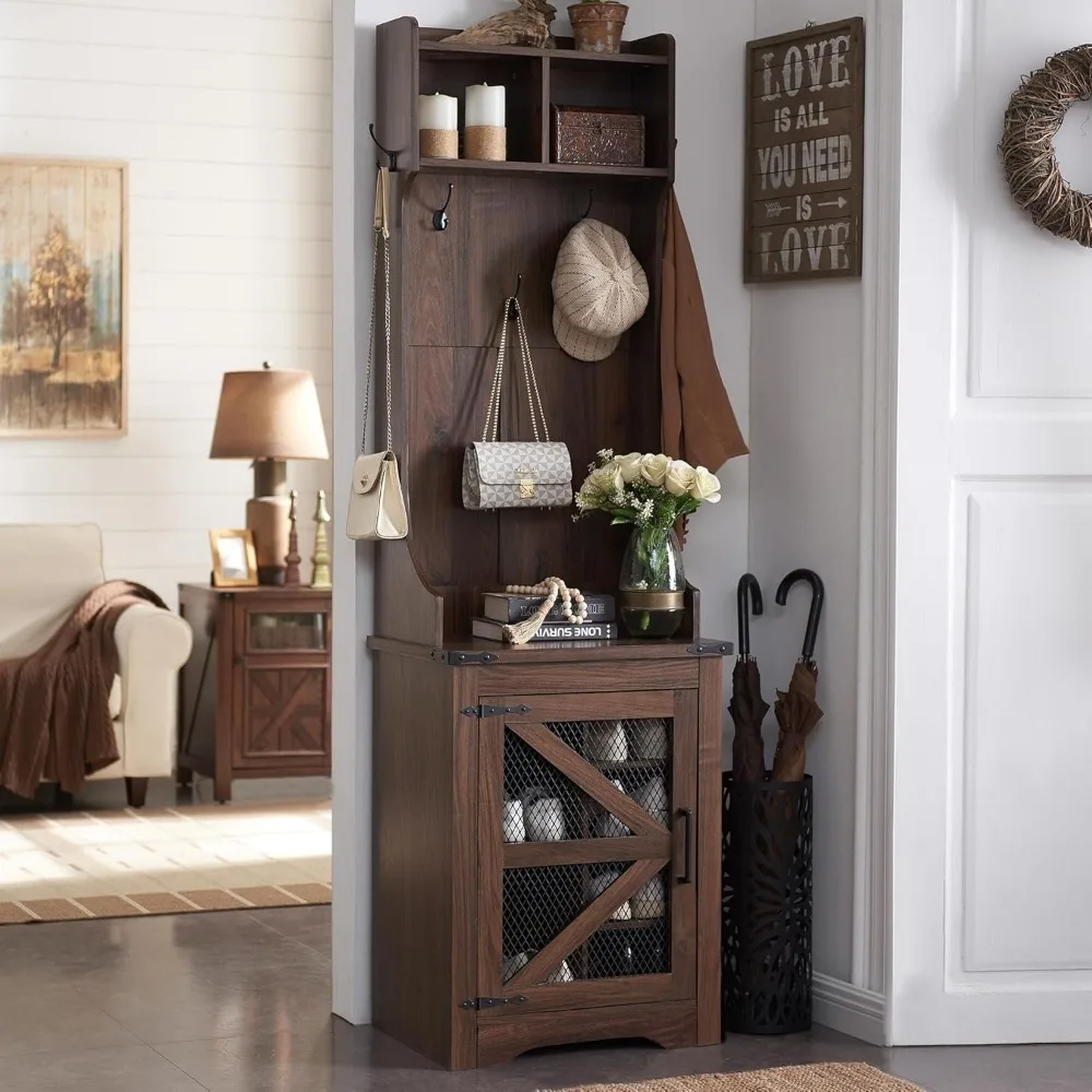 23" Farmhouse Hall Tree with Shoe Storage, Entryway Bench with 6 Cubbies, 5 Hooks & Barn Doors, Mudroom Coat Rack
23" Farmhouse Hall Tree with Shoe Storage, Entryway Bench with 6 Cubbies, 5 Hooks & Barn Doors, Mudroom Coat Rack