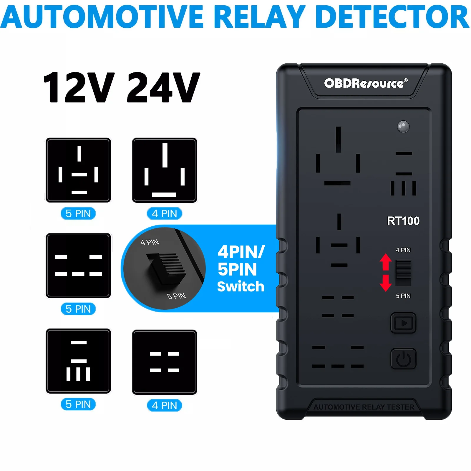 12V/24V Automotive Relay Tester 4PIN/5PIN Cordless Socket Battery Voltage Tester Diagnostic Tool LED Indicator Display RT100
12V/24V Automotive Relay Tester 4PIN/5PIN Cordless Socket Battery Voltage Tester Diagnostic Tool LED Indicator Display RT100