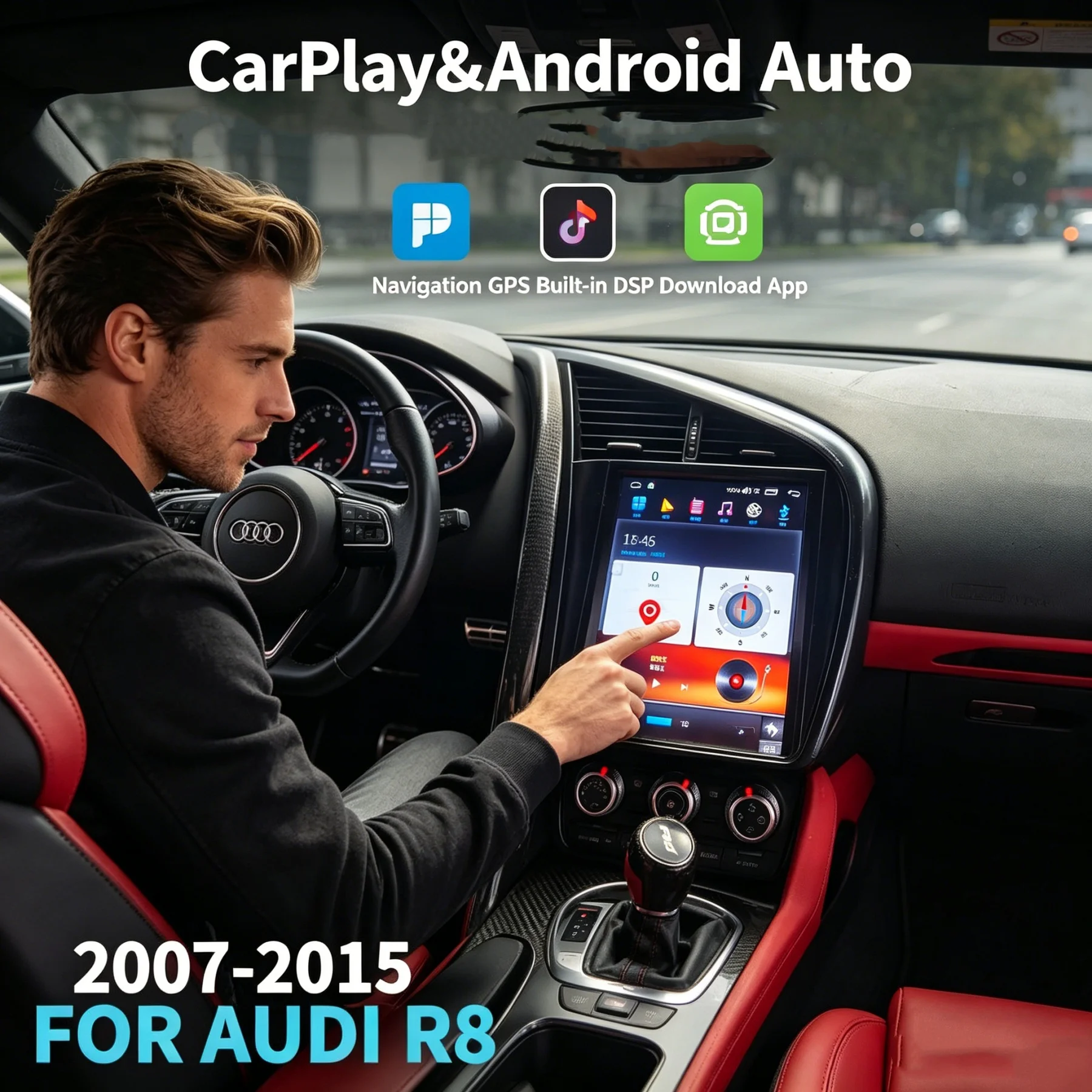 9.7Inch Android Touch Screen Car Radio For Audi R8 2007-2014 Navigation GPS Stereo Multimedia Video Player DSP Carplay Head Unit