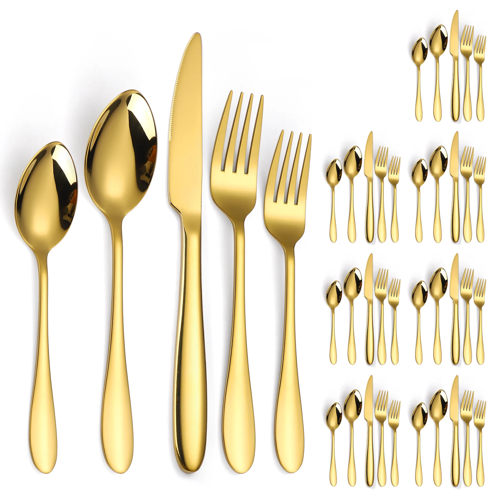 A · HOUSEWARE Gold Silverware Set for 8 Stainless Steel Flatware 40 Pieces Forks Knives and Spoons Heavy Utensils Thick Handle
A · HOUSEWARE Gold Silverware Set for 8 Stainless Steel Flatware 40 Pieces Forks Knives and Spoons Heavy Utensils Thick Handle