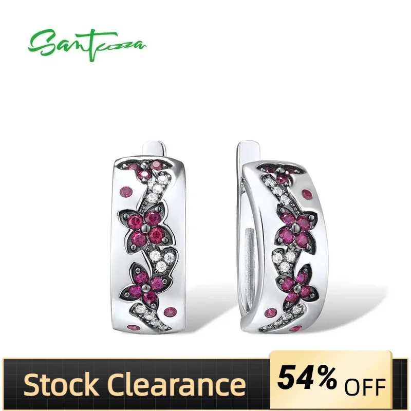 SANTUZZA Silver Earrings For Women Pure 925 Sterling Silver Sparkling Created Ruby Delicate Flowers Trendy Party Fine Jewelry
SANTUZZA Silver Earrings For Women Pure 925 Sterling Silver Sparkling Created Ruby Delicate Flowers Trendy Party Fine Jewelry