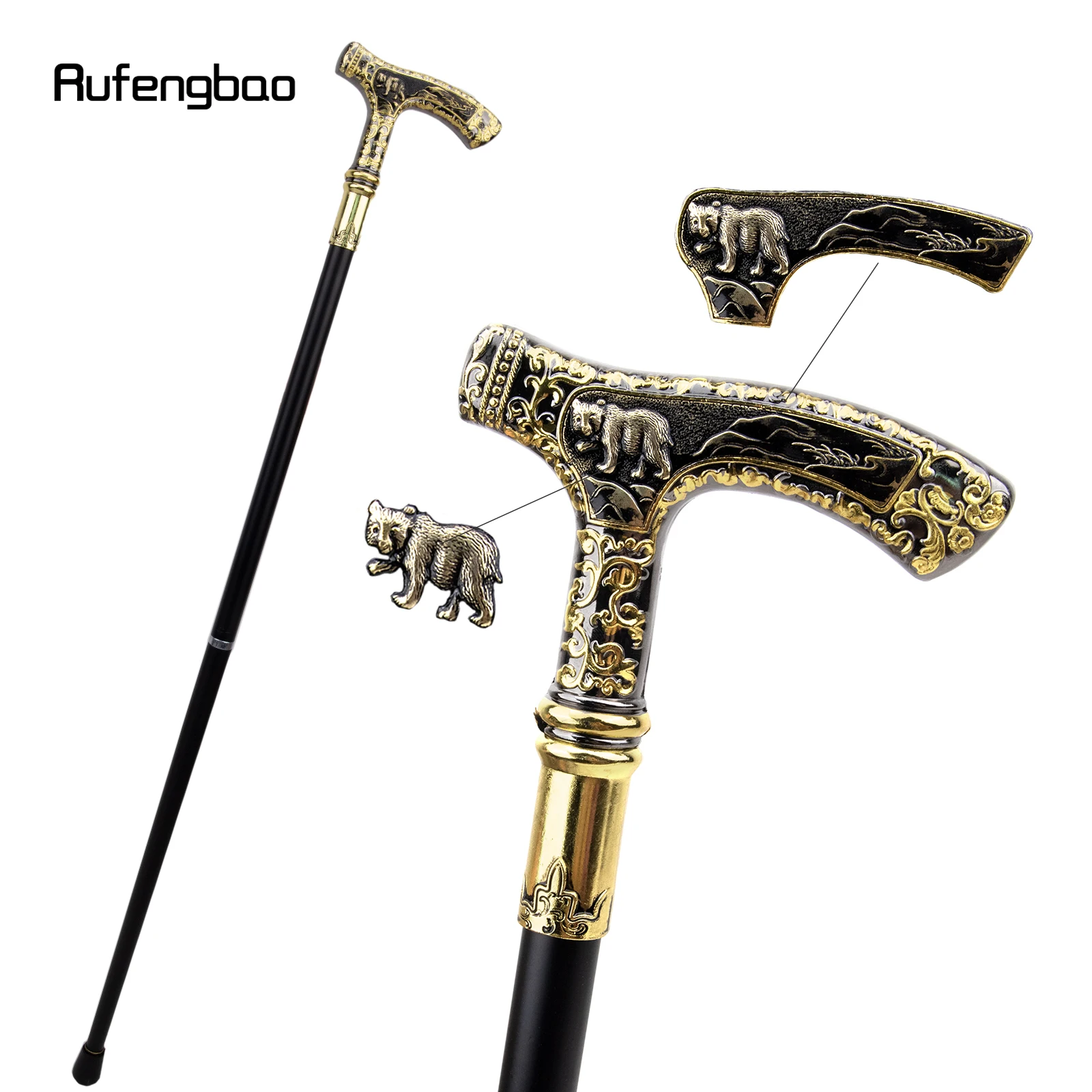 Gold Black Luxury Bear Handle Walking Cane Fashion Decorative Walking Stick Gentleman Elegant Cosplay Cane Knob Crosier 90cm
Gold Black Luxury Bear Handle Walking Cane Fashion Decorative Walking Stick Gentleman Elegant Cosplay Cane Knob Crosier 90cm