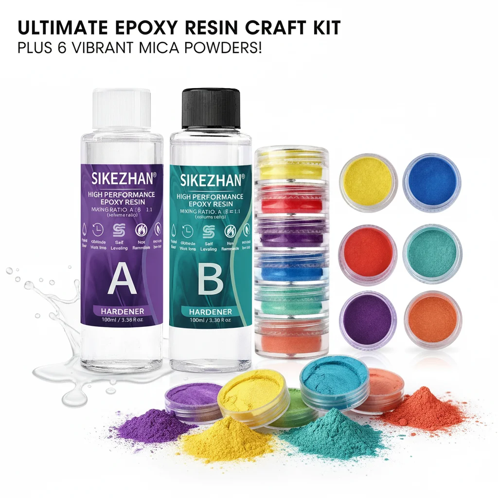 Crystal Clear Epoxy Resin Kit & 6 Colors Mica Powder, Bubble Free AB Glue for DIY Jewelry Making, Nail Art,Soap & Casting Crafts
Crystal Clear Epoxy Resin Kit & 6 Colors Mica Powder, Bubble Free AB Glue for DIY Jewelry Making, Nail Art,Soap & Casting Crafts