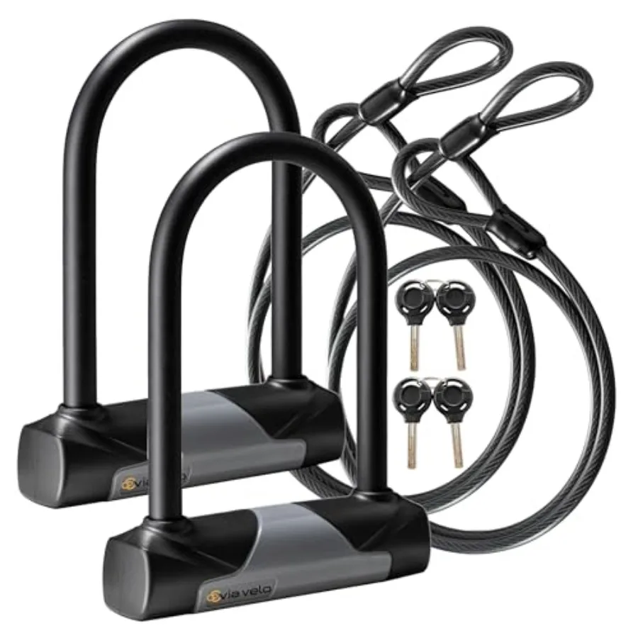 2 Bike Lock Sets with Same Key System Heavy Duty Anti-Theft Bicycle U Locks with 8 mm x 4.92ft Braided Steel, 4 Keyed Alike Key
2 Bike Lock Sets with Same Key System Heavy Duty Anti-Theft Bicycle U Locks with 8 mm x 4.92ft Braided Steel, 4 Keyed Alike Key