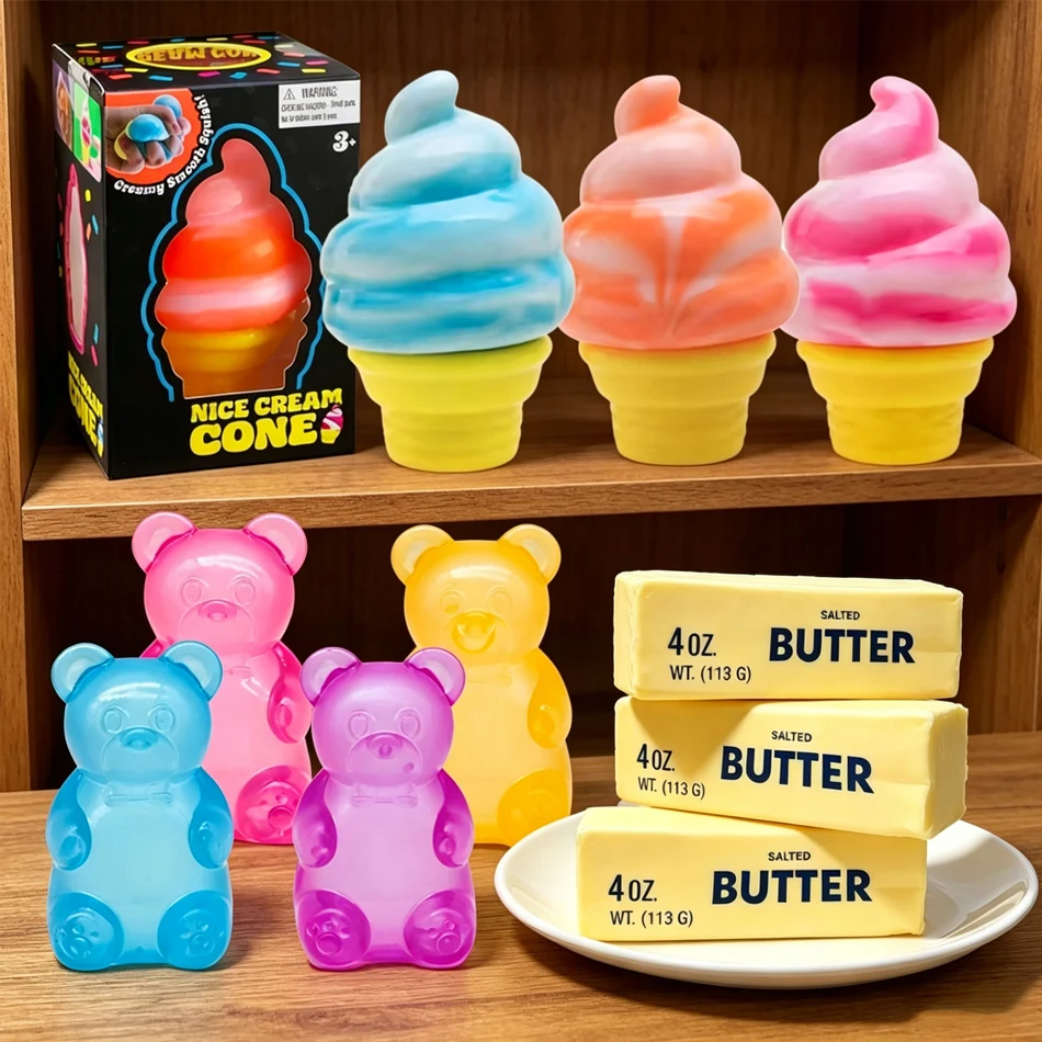 Ice Cream,butter,bear Shaped Decompression Nee Doh Nice Cream Cone Surprise Stress Relief Squeeze Party Gifts Ornaments wholesal
Ice Cream,butter,bear Shaped Decompression Nee Doh Nice Cream Cone Surprise Stress Relief Squeeze Party Gifts Ornaments wholesal