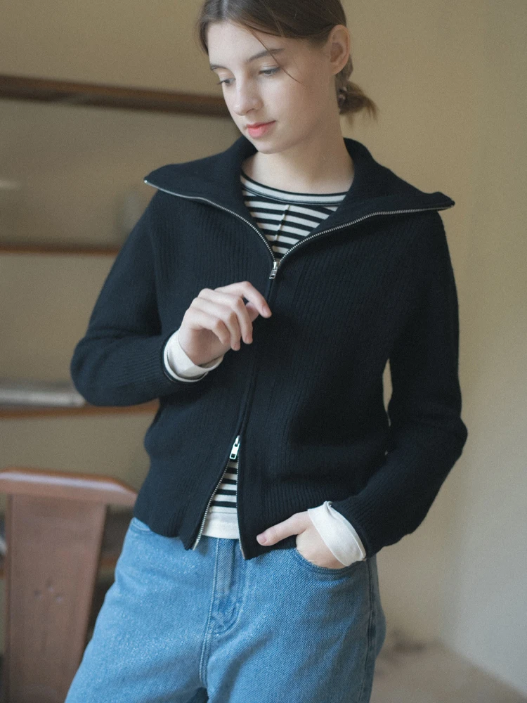 Marchnoon Vintage Полная шерсть Вязаный кардиган на молнии с большим воротником Утягивающая многослойная верхняя одежда Street Sle Long Sve Regular...
Marchnoon Vintage Полная шерсть Вязаный кардиган на молнии с большим воротником Утягивающая многослойная верхняя одежда Street Sle Long Sve Regular...