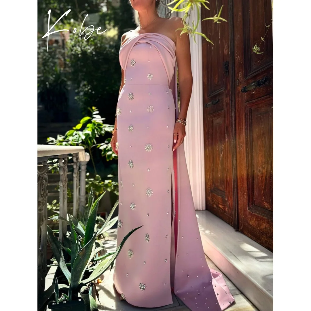 Kobe Pink Strapless Prom Dresses Sleeveless Crystal Customized فساتين سهرات Floor-Length Elegant vestido de gala noche mujer
Kobe Pink Strapless Prom Dresses Sleeveless Crystal Customized فساتين سهرات Floor-Length Elegant vestido de gala noche mujer