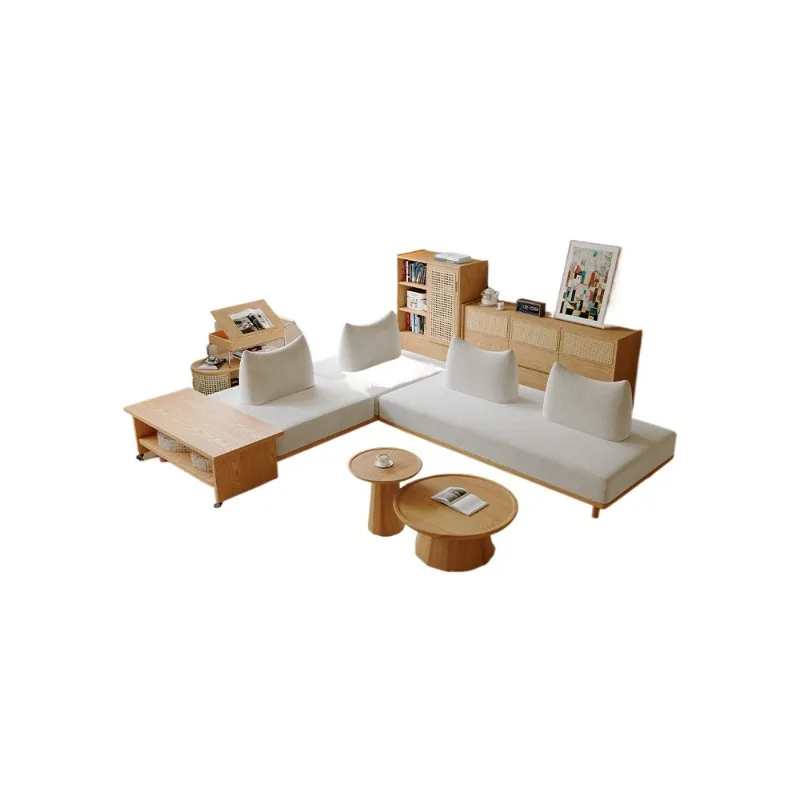 Wabi-sabi log cream tatami floor solid wood sofa, detachable and washable fabric sofa in the living room of the bed
Wabi-sabi log cream tatami floor solid wood sofa, detachable and washable fabric sofa in the living room of the bed