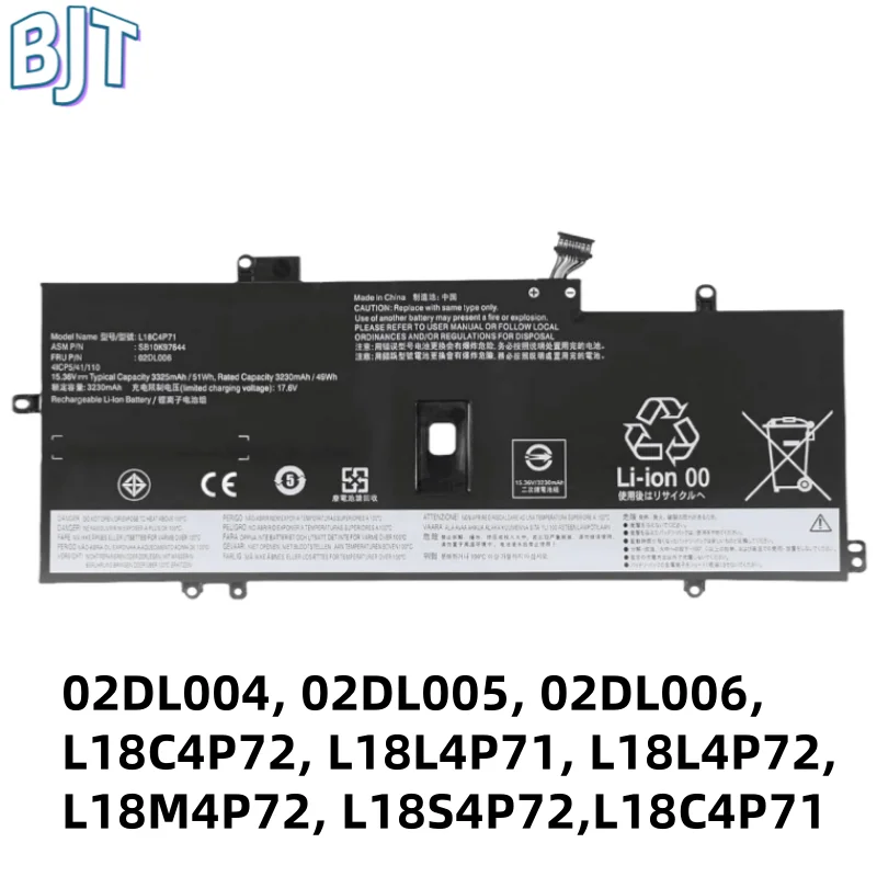 15.36V 51Wh New L18C4P71 L18L4P71 L18M4P72 Laptop Battery For Lenovo X1 Carbon 2019 02DL004 02DL005 02DL006 L18C4P72 L18L4P72
15.36V 51Wh New L18C4P71 L18L4P71 L18M4P72 Laptop Battery For Lenovo X1 Carbon 2019 02DL004 02DL005 02DL006 L18C4P72 L18L4P72