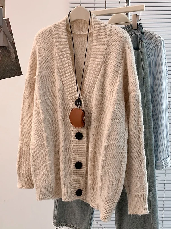 Осень-зима Thiened оверсайз повседневный универсальный ленивый возрастной дуговой вязаный кардиган свитер пальто для женщин
Осень-зима Thiened оверсайз повседневный универсальный ленивый возрастной дуговой вязаный кардиган свитер пальто для женщин