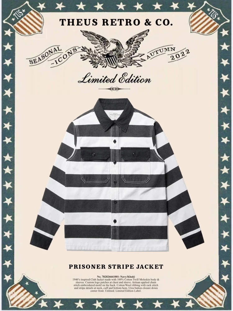 Heavyweight Washed Prisoner Stripe Jacket Khaki Pure Cotton Thick Canvas Motorcycle Coat Youth Punk Style Long Sleeve Outerwear
Heavyweight Washed Prisoner Stripe Jacket Khaki Pure Cotton Thick Canvas Motorcycle Coat Youth Punk Style Long Sleeve Outerwear