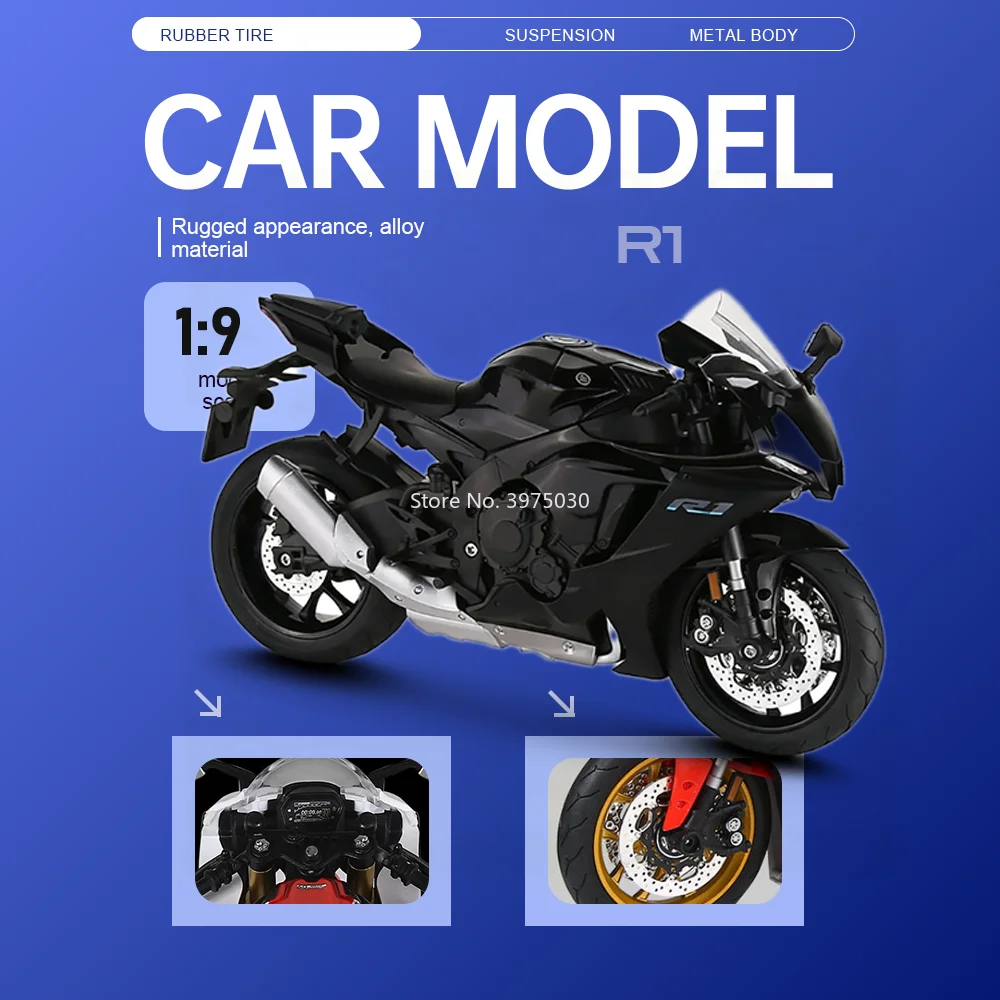 1:9 R1 Honda CBR 1000RR Motorcycle Toy Miniature Alloy Diecast Car Model Shock Absorption Rubber Tire Models Gift for Boyfriends
1:9 R1 Honda CBR 1000RR Motorcycle Toy Miniature Alloy Diecast Car Model Shock Absorption Rubber Tire Models Gift for Boyfriends