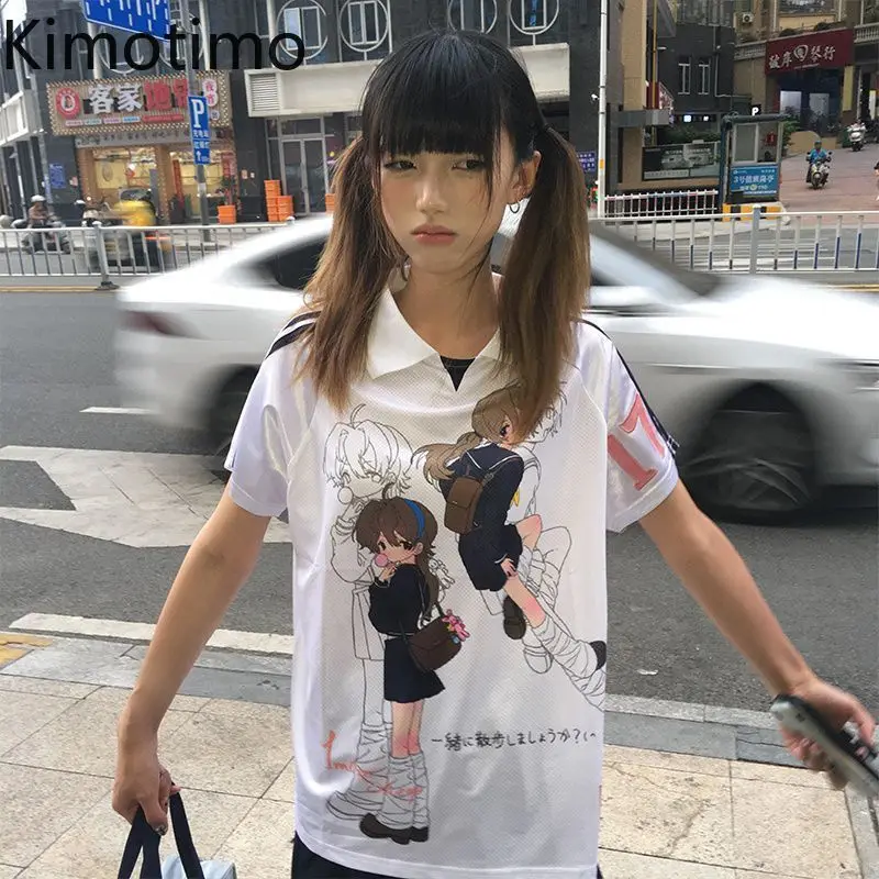 Kimotimo, японские футболки с принтом Y2k для девочек в стиле аниме, винтажные свободные повседневные топы с лацканами и короткими рукавами, летние милые футболки в стиле гранж Harajuku
Kimotimo, японские футболки с принтом Y2k для девочек в стиле аниме, винтажные свободные повседневные топы с лацканами и короткими рукавами, летние милые футболки в стиле гранж Harajuku