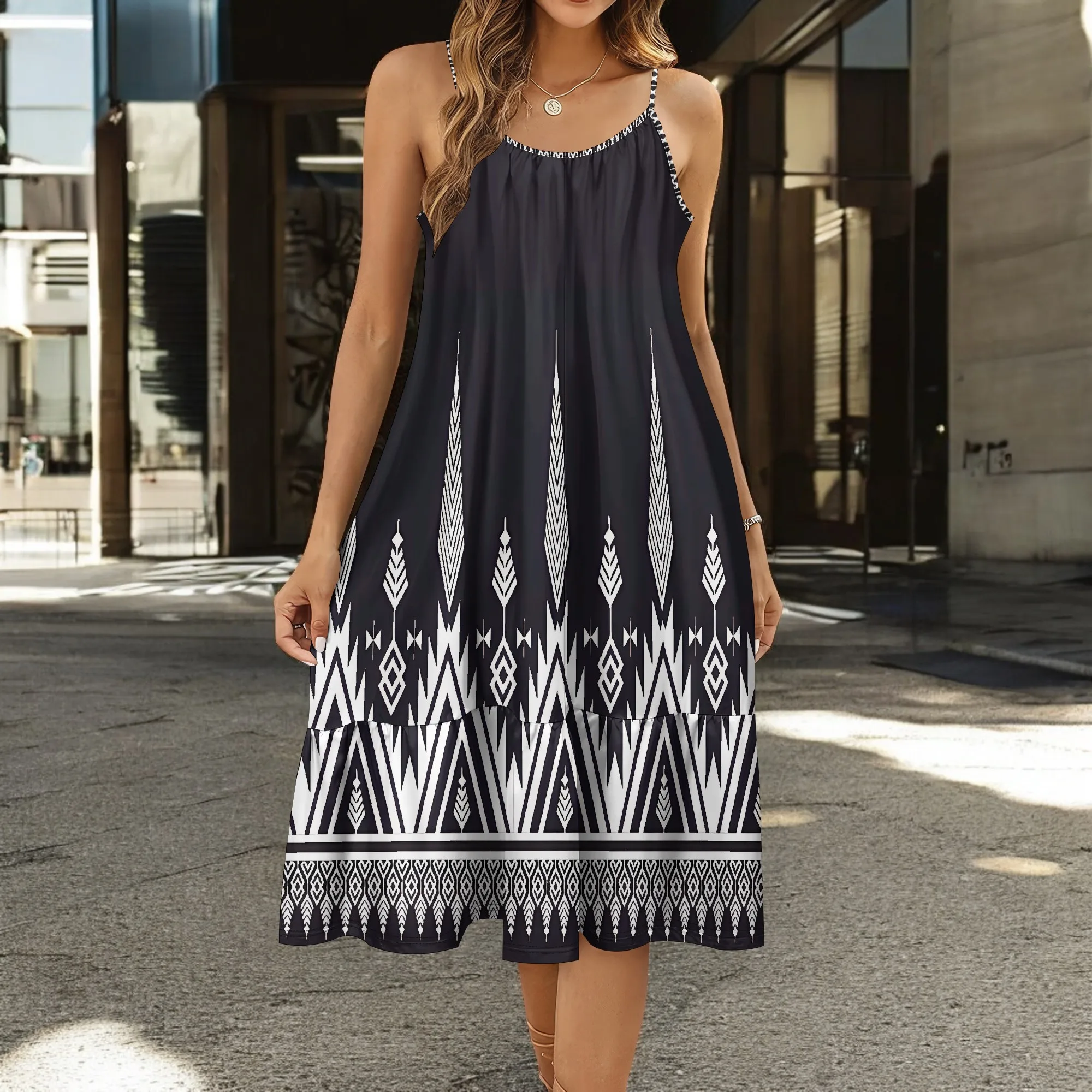 Nupusa Ethnic Pattern Print Dress for Women Standard Size Summer Casual Spaghetti Strap Midi Dress
Nupusa Ethnic Pattern Print Dress for Women Standard Size Summer Casual Spaghetti Strap Midi Dress