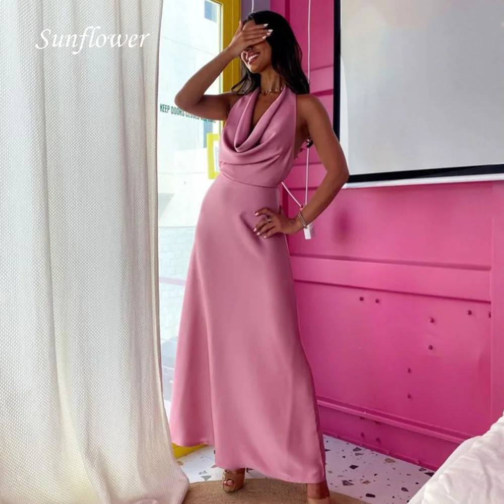 Sunflower Simple Halter Formal Evening Dress 2023 Slim Short Sleeves Mermaid Satin Ankle-Length High-end Custom Prom Gowns
Sunflower Simple Halter Formal Evening Dress 2023 Slim Short Sleeves Mermaid Satin Ankle-Length High-end Custom Prom Gowns