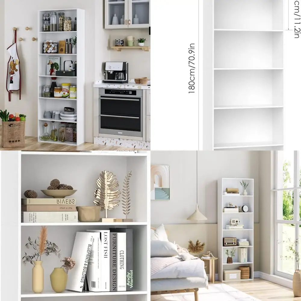 6-Tier Open Bookcase and Bookshelf, Freestanding Display Storage Shelves Tall Bookcase for Bedroom, Living Room and Office, Whit
6-Tier Open Bookcase and Bookshelf, Freestanding Display Storage Shelves Tall Bookcase for Bedroom, Living Room and Office, Whit