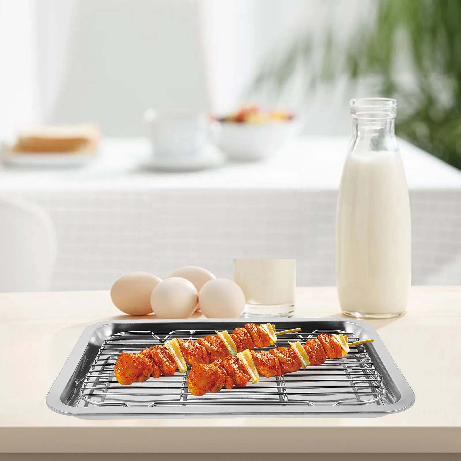 1 Set Stainless Steel Baking Pan With Wire Rack Oil Draining Tray For Fried Food Serving Snack Storage Household Kitchen Use
1 Set Stainless Steel Baking Pan With Wire Rack Oil Draining Tray For Fried Food Serving Snack Storage Household Kitchen Use