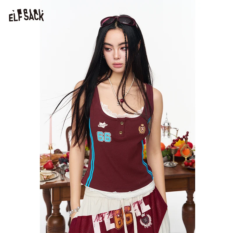 ELFSACK Women's 66 Print Jersey Tank Top, Layered Lace Trim Camisole, Y2K Coquette Sporty Style Sleeveless Top
ELFSACK Women's 66 Print Jersey Tank Top, Layered Lace Trim Camisole, Y2K Coquette Sporty Style Sleeveless Top