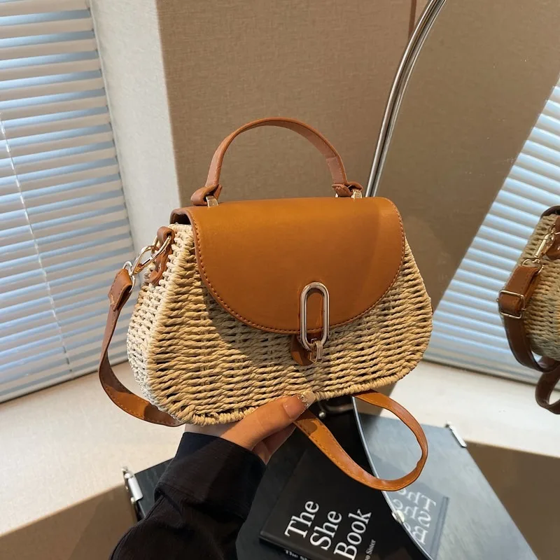 New Retro Handbag, One Shoulder Diagonal Cross Beach Bag, Forest Woven Bag, Fashionable Mini Grass Woven Bag Bolso Crossbody
New Retro Handbag, One Shoulder Diagonal Cross Beach Bag, Forest Woven Bag, Fashionable Mini Grass Woven Bag Bolso Crossbody