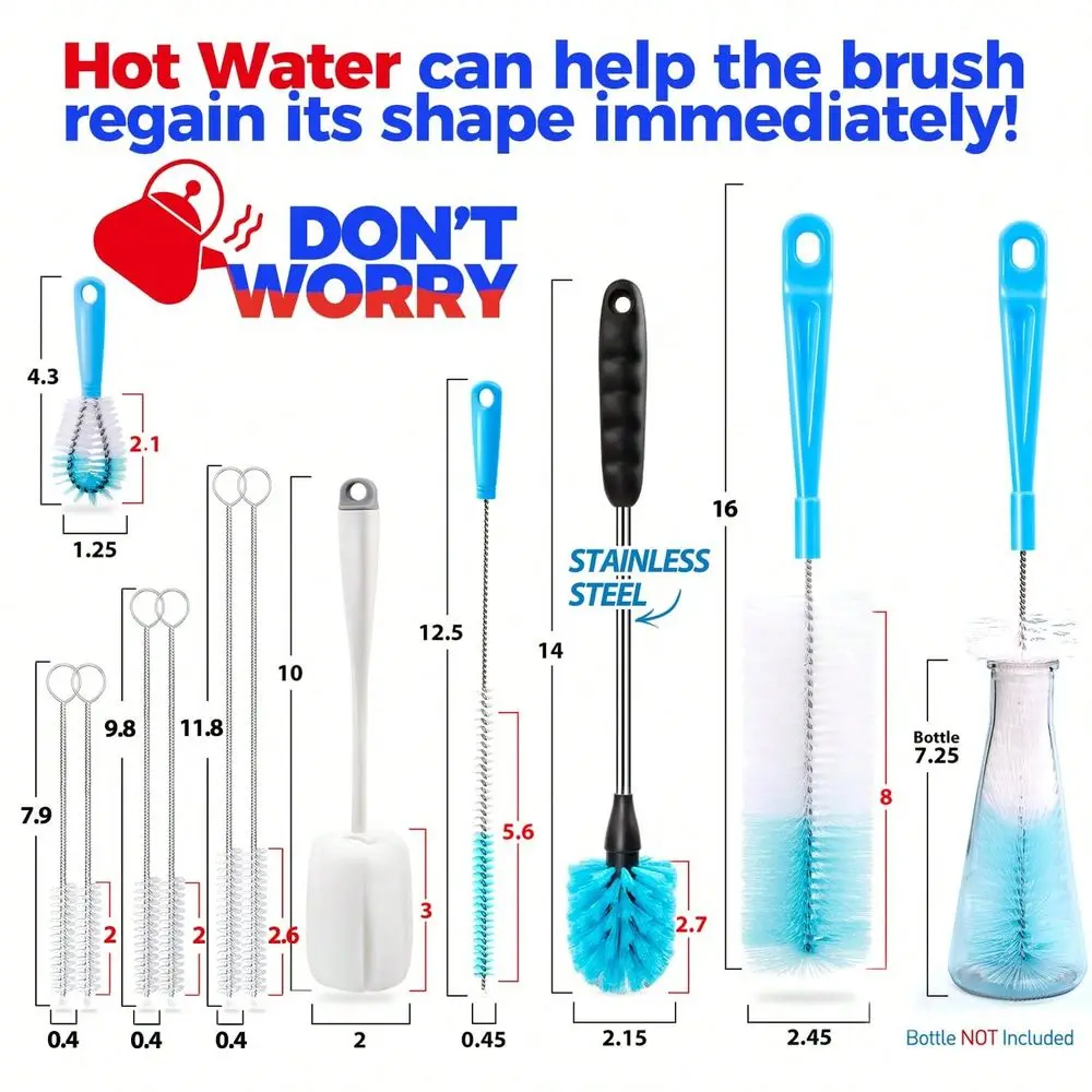 Brush Tube Cleaning Lab Set With Long Handle, Cup Cleaner For Washing Narrow Neck Beer Wine Decanter Pipes Lids Sinks Cap Cover
Brush Tube Cleaning Lab Set With Long Handle, Cup Cleaner For Washing Narrow Neck Beer Wine Decanter Pipes Lids Sinks Cap Cover