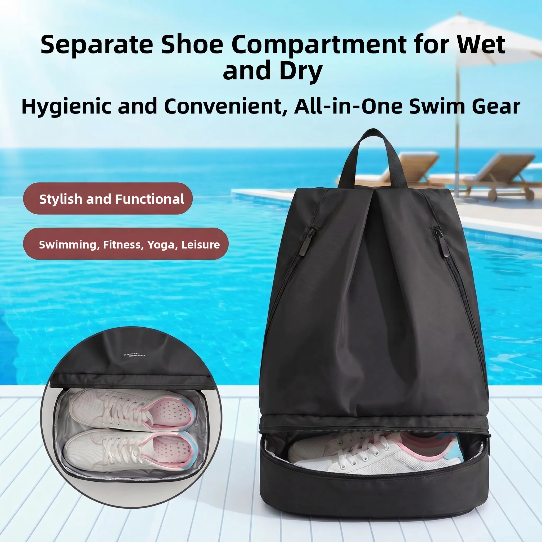 Waterproof Swimming Suit Storage Bag Men Women Fitness Bag Separate Dry Wet Bag Portable Travel Backpack Oxford Cloth Material
Waterproof Swimming Suit Storage Bag Men Women Fitness Bag Separate Dry Wet Bag Portable Travel Backpack Oxford Cloth Material