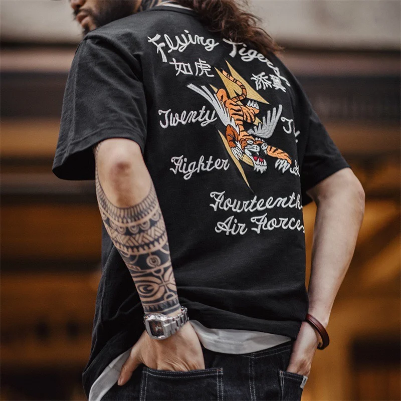Футболка Maden Heavy Industry American Retro Tiger Stitching, черная, дышащая, с коротким рукавом, мужская, летняя, повседневная
Футболка Maden Heavy Industry American Retro Tiger Stitching, черная, дышащая, с коротким рукавом, мужская, летняя, повседневная