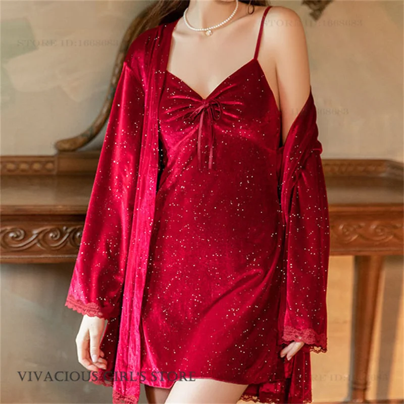 Осень-зима, новый бархатный женский комплект-двойной халат, ночная рубашка, сексуальное женское белье, сорочка, одежда для сна, домашняя одежда, бордовая велюровая одежда для отдыха
Осень-зима, новый бархатный женский комплект-двойной халат, ночная рубашка, сексуальное женское белье, сорочка, одежда для сна, домашняя одежда, бордовая велюровая одежда для отдыха